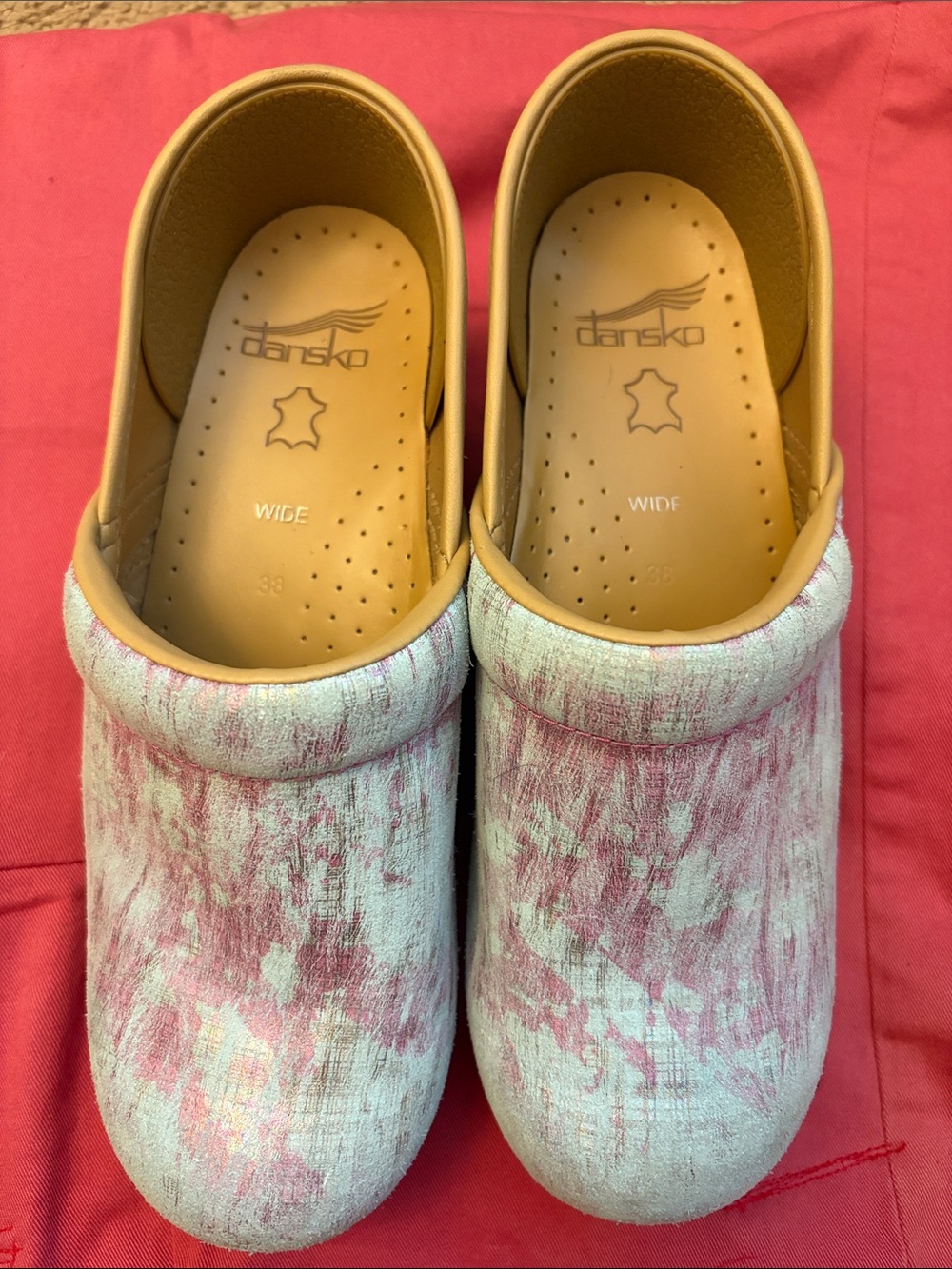 Dansko Pink Marble Pattern Slip-On Clogs